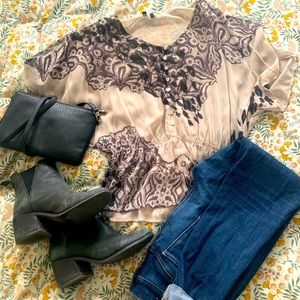 See-through floral boho top